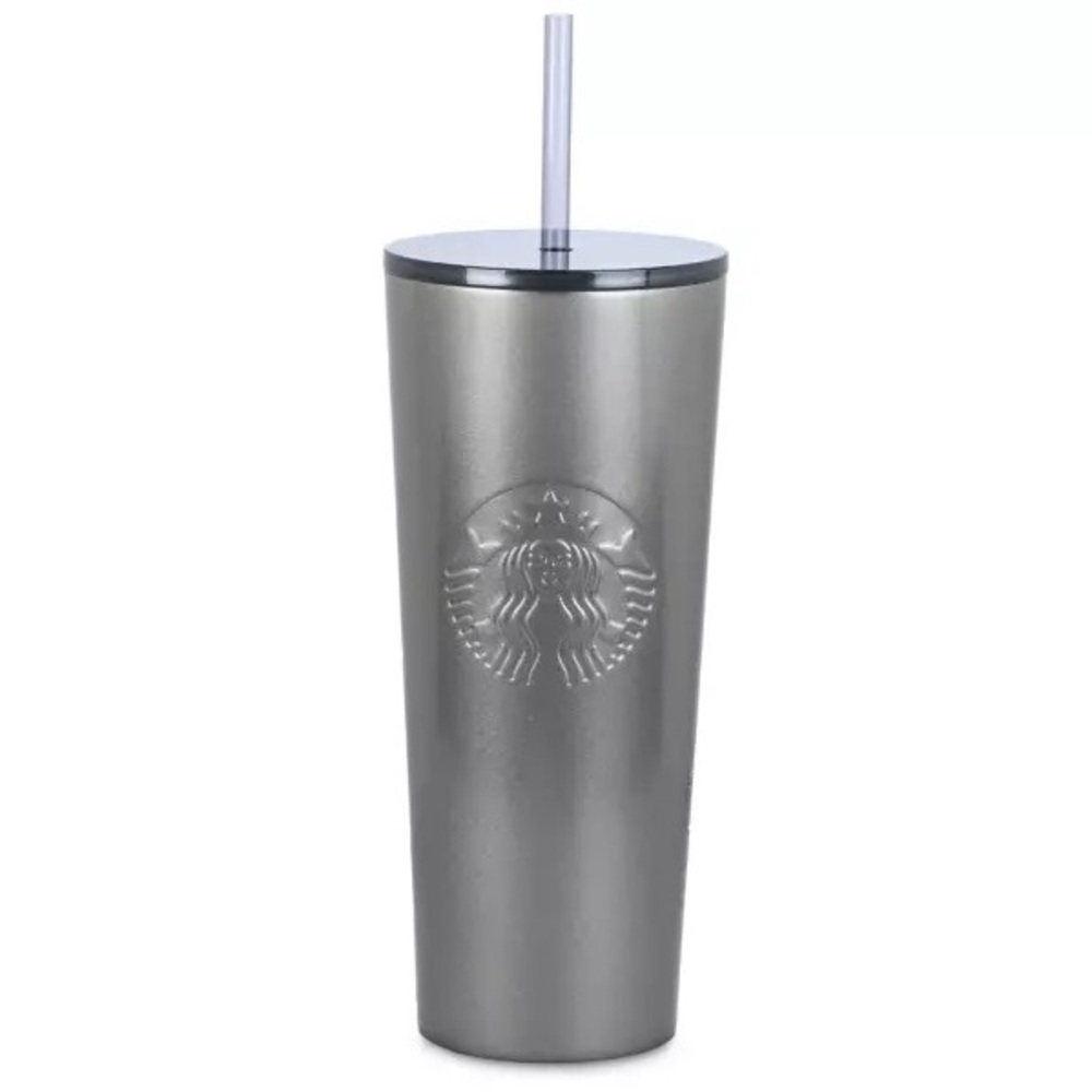 Starbucks Metallic Gray Tumbler with Straw